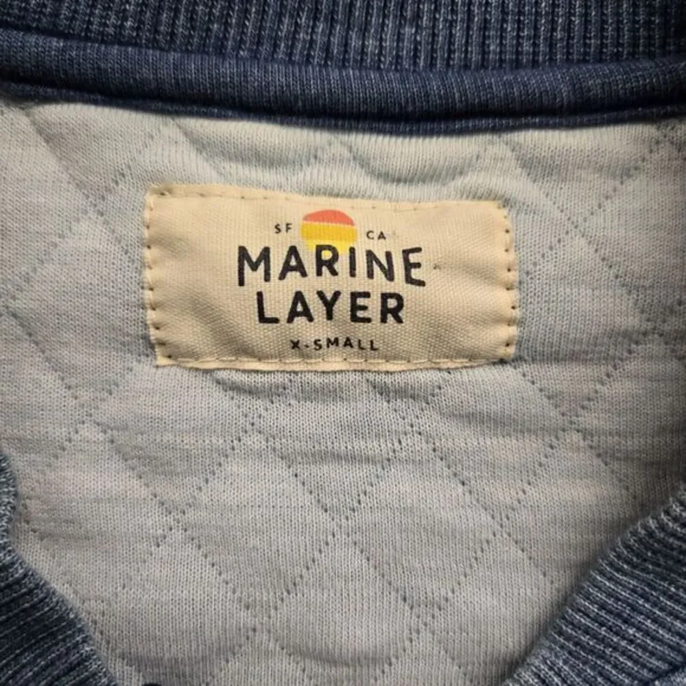 Marine Layer Bomber Jacket XS‎ Womens Blue Quilted Full Zip Lightweight
